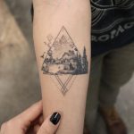 Landscape on a forearm by @trudy_lines_tattoo