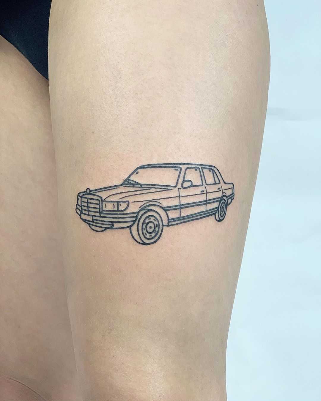 Mercedes S116 tattoo by @themagicrosa