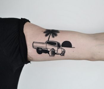 Pickup truck tattoo by @tototatuer