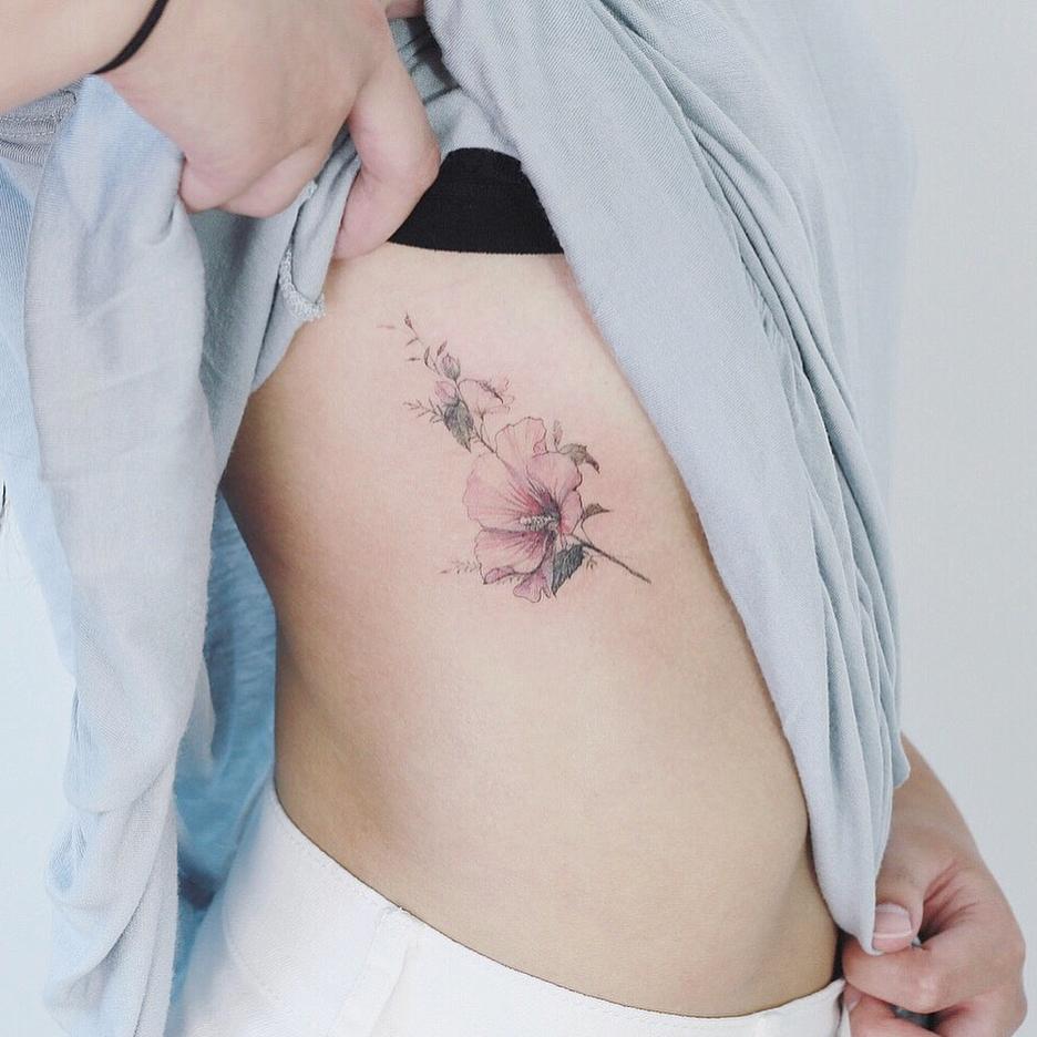 Rose of Sharon by @tattooist_flower