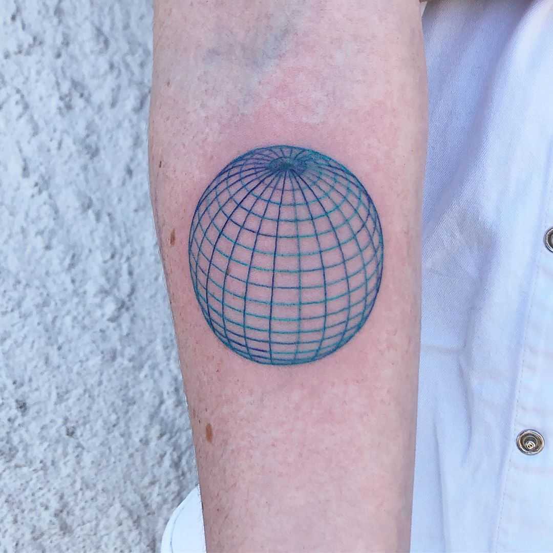 Torquise sphere tattoo by Dane Nicklas