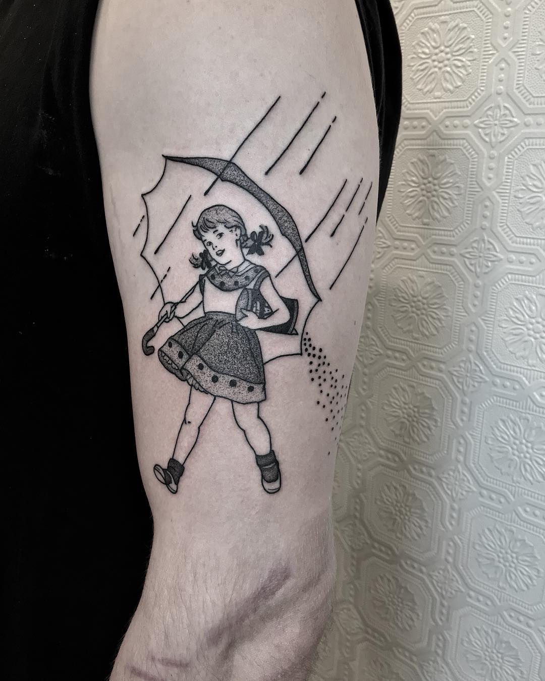 1956 Morton salt girl tattoo by @justinoliviertattoo