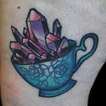A cup of crystals by @lindseebeetattoo