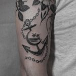 Anchor and sea scene by @justinoliviertattoo