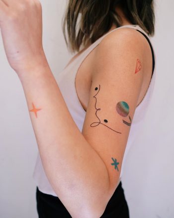 Colorful small tats by @takemymuse