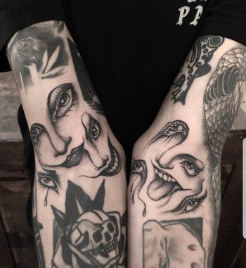 Creepy faces by @thomasetattoos
