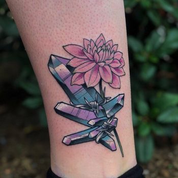 Crystals and barbed wire by @lindseebeetattoo