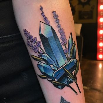 Crystals and lavender by @lindseebeetattoo