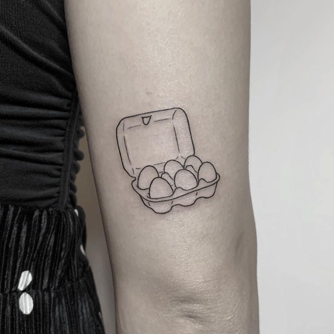 Egg tray tattoo by @hellotako