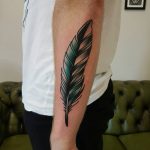 Forearm feather by @rabtattoo