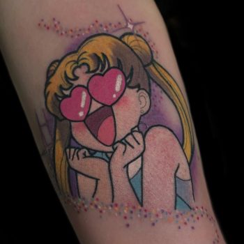 Heart-eyed Usagi tattoo by @lindseebeetattoo