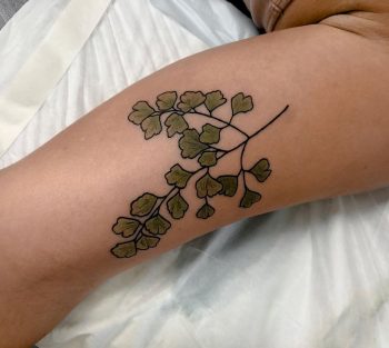 Maidenhair fern tattoo by @sophiabaughan