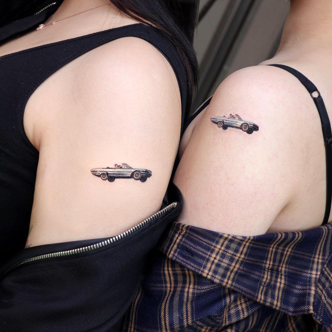 Matching Thelma Louise tattoos by @tattooist_sigak