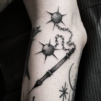 Medieval flail by @thomasetattoos