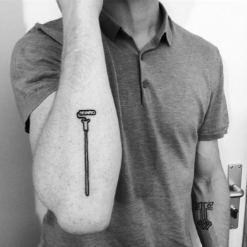 Paint roller tattoo by @alexbergertattoo