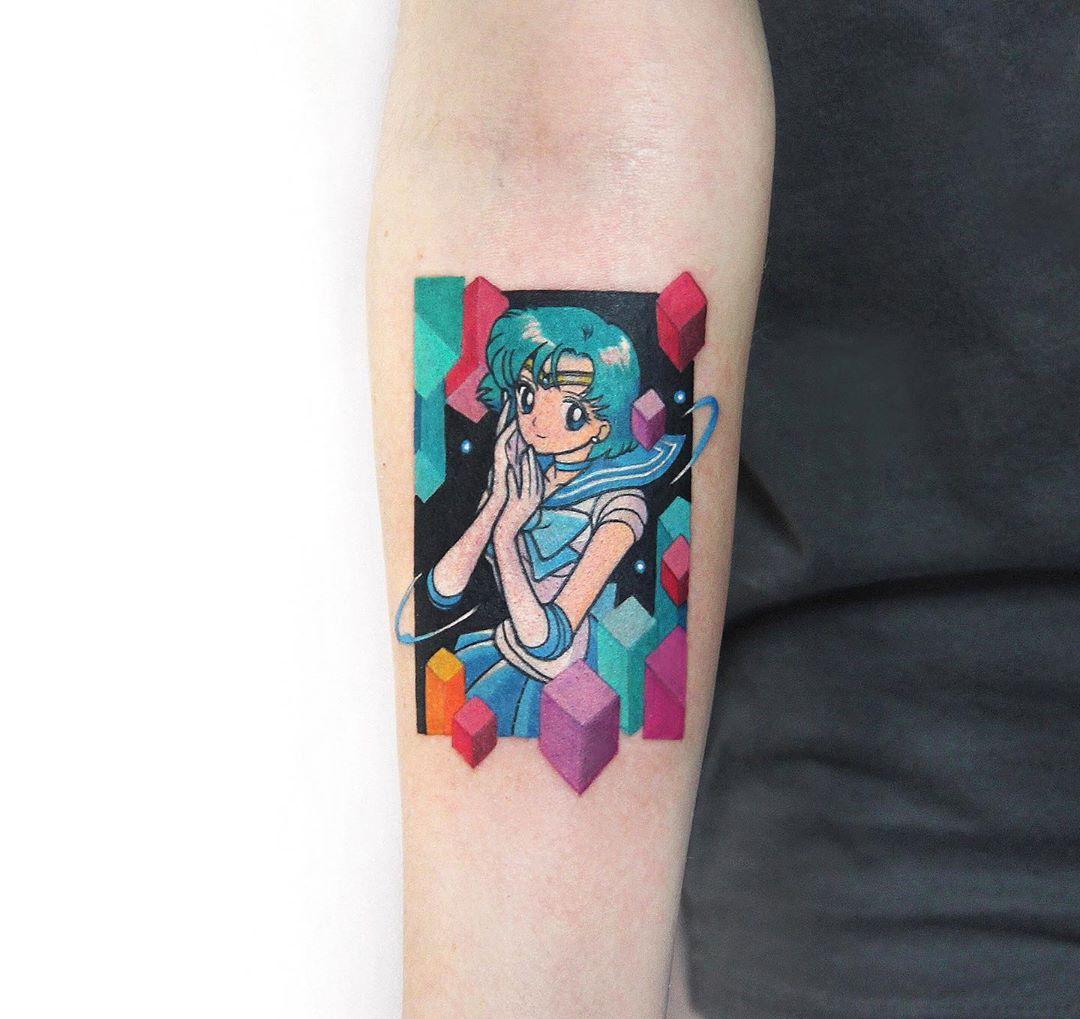 Sailor Mercury tattoo by @polyc_sj