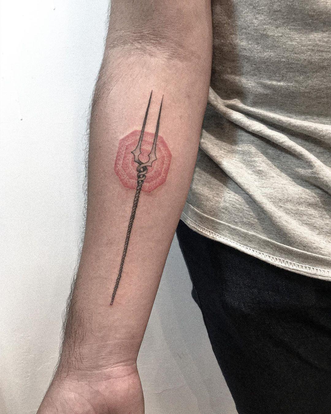 Spear of Longinus tattoo by @facundo.erpen
