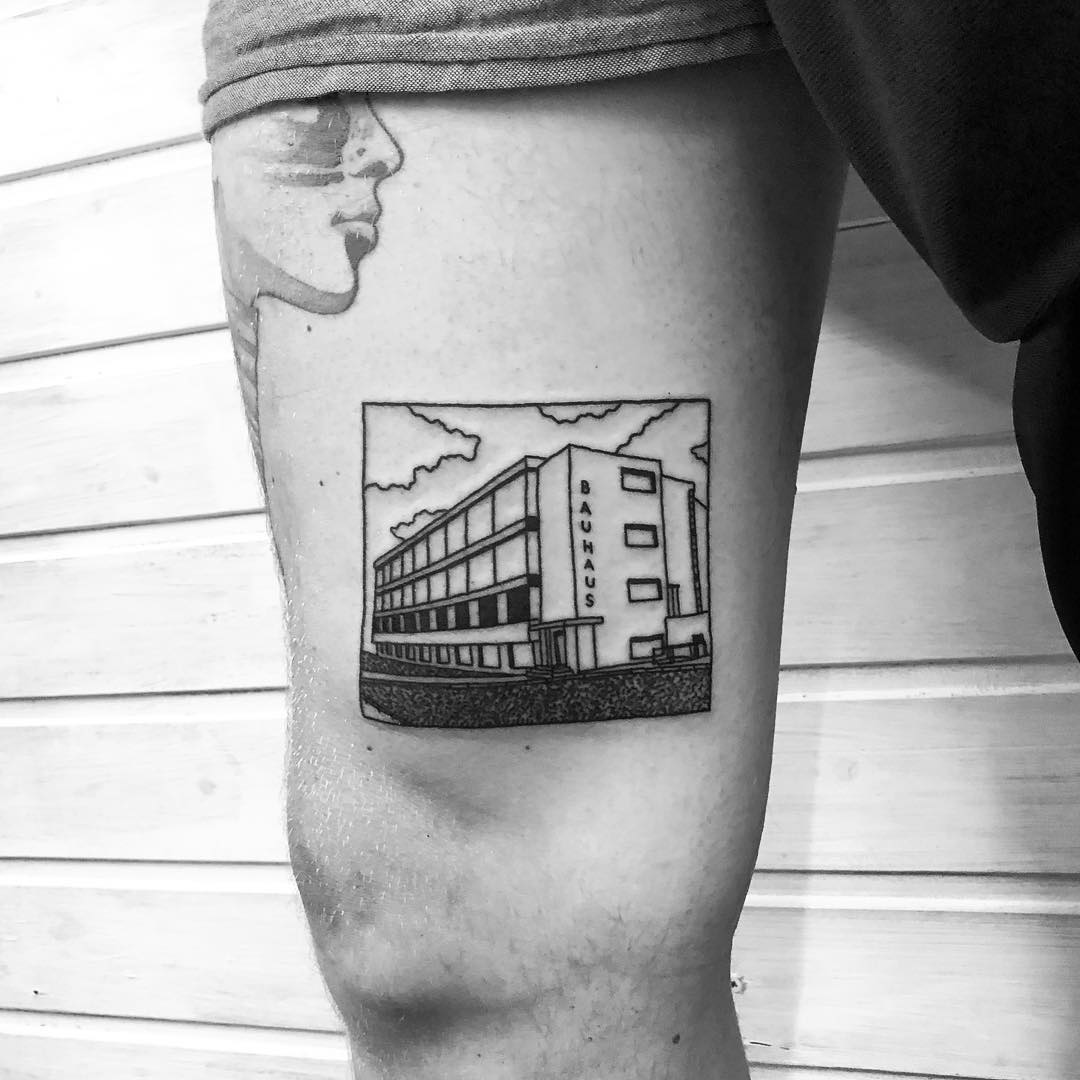 The Bauhaus building tattoo by @alexbergertattoo