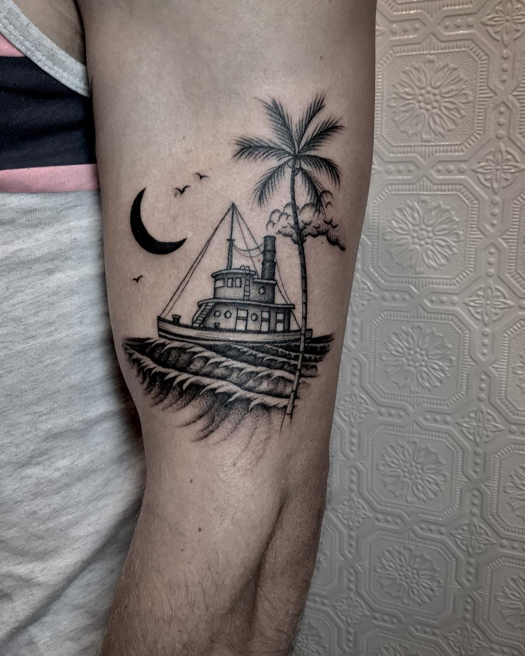 Tugboat tattoo by @justinoliviertattoo