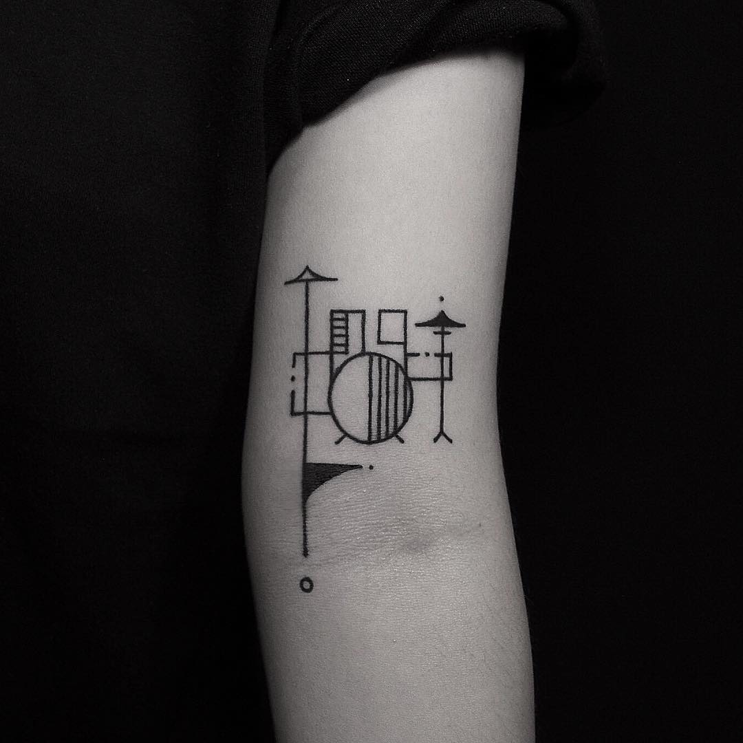 Drum kit tattoo by tattooist Hen