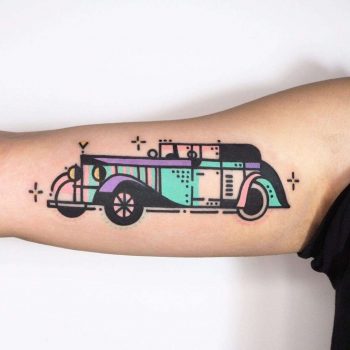 Old car tattoo by tattooist Hen