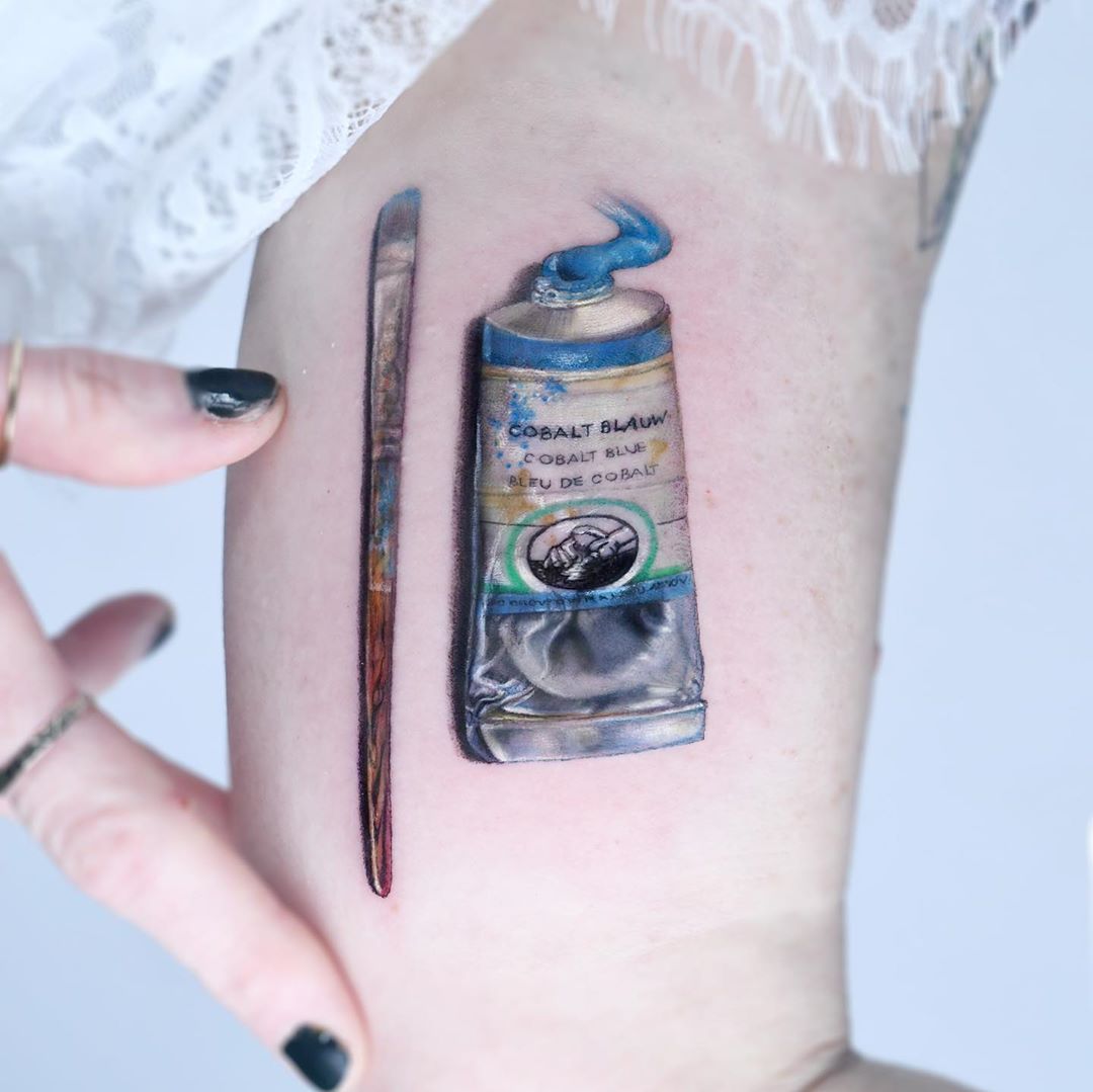 Cobalt blue tattoo by Edit Paints Tattoo