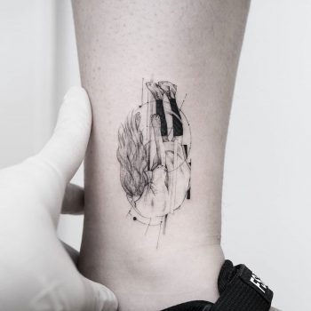 Falling girl tattoo by tattooist Ian Wong