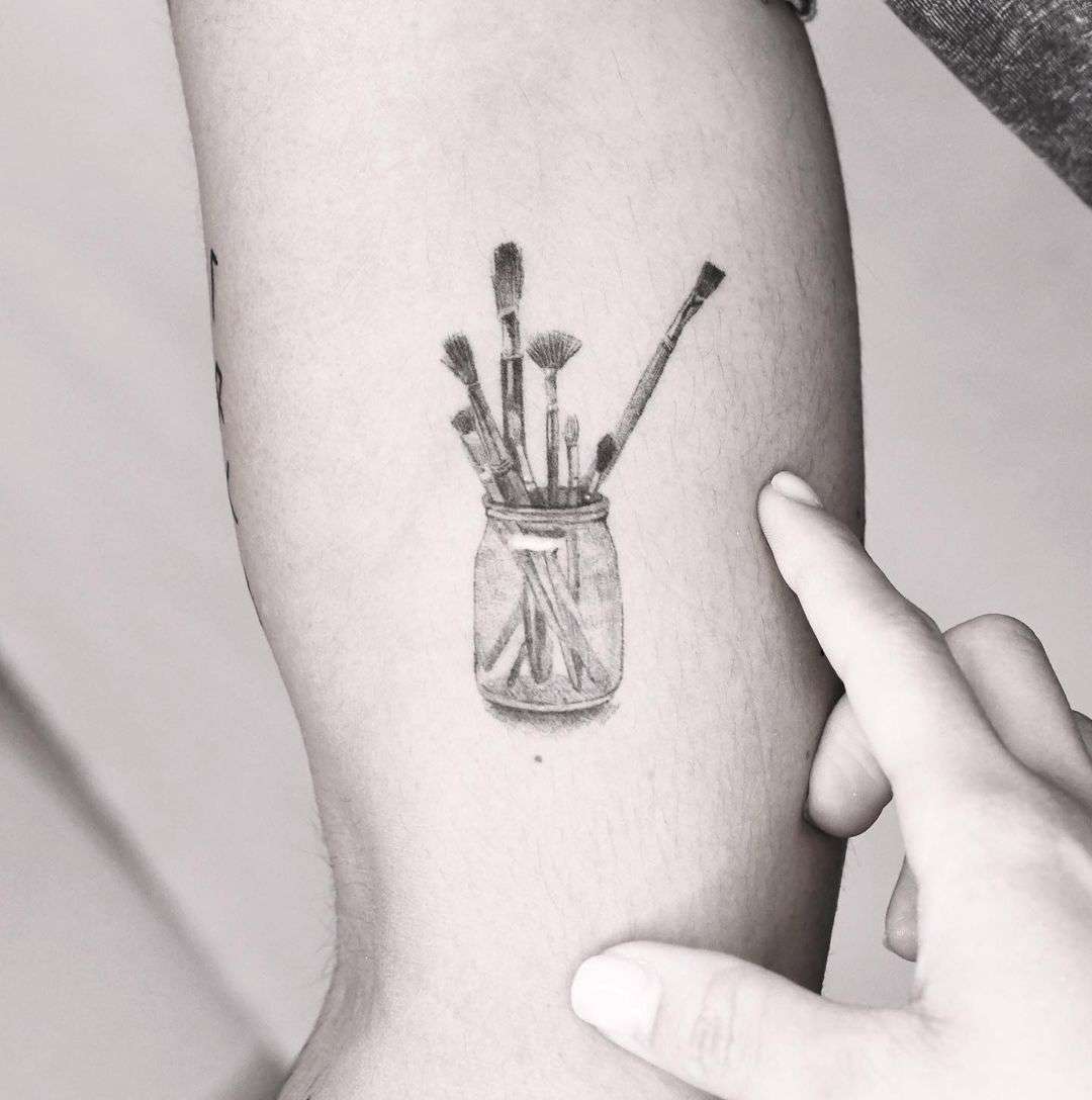 Paint brushes in a Jar by Edit Paints Tattoo