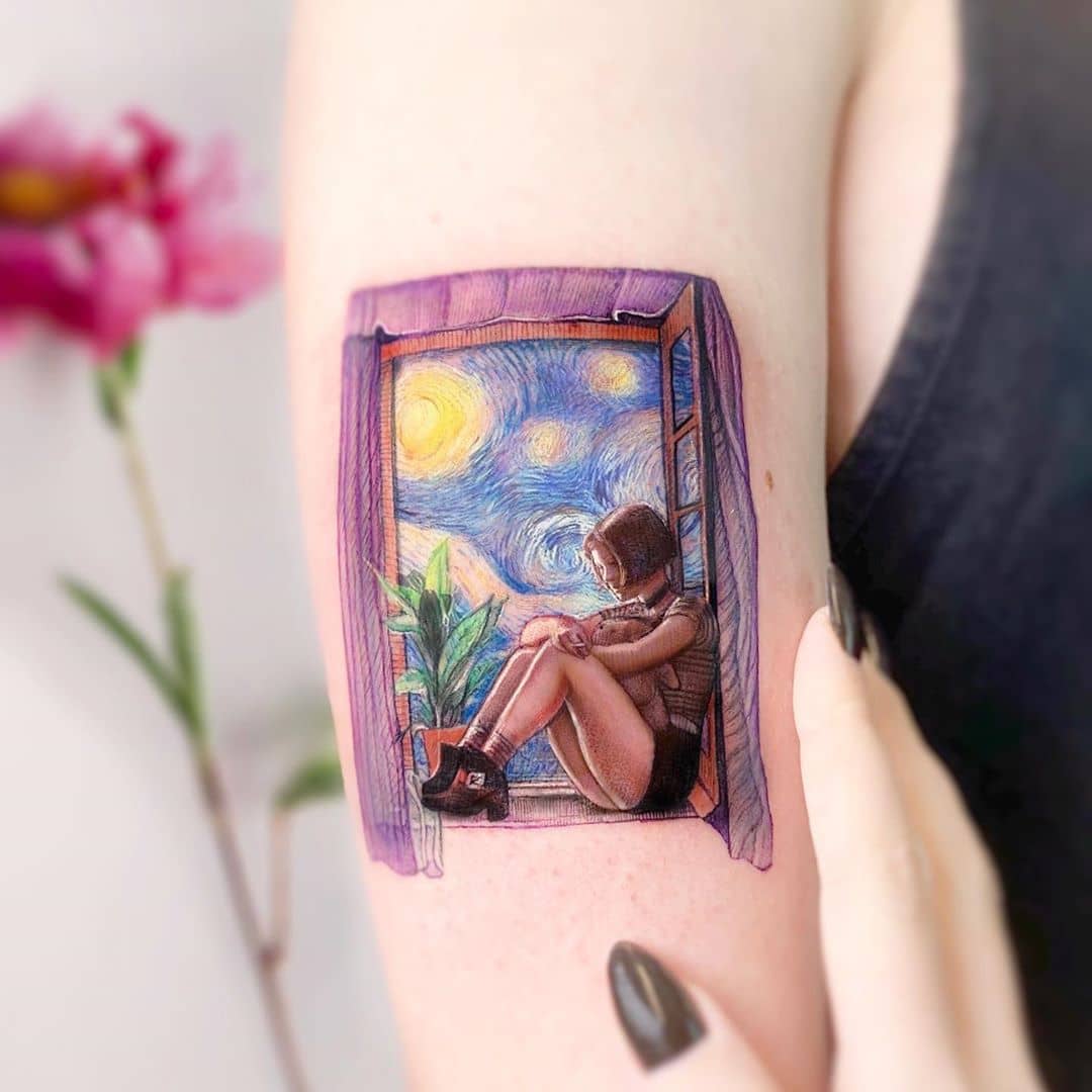Matilda on a starry starry night by Edit Paints Tattoo