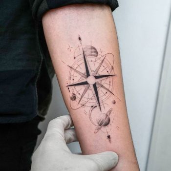 Compass and Planets by tattooist Ian Wong