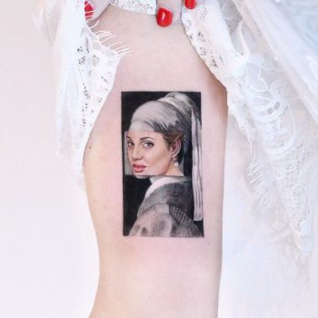 Jolie With Pearl Earring by Edit Paints Tattoo