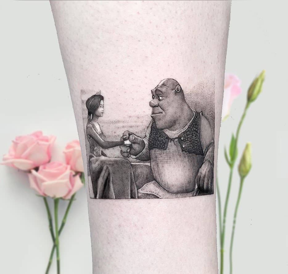 Shrek and Fiona by Edit Paints Tattoo