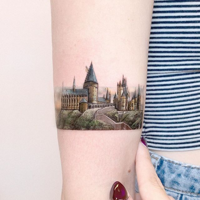 TIny Hogwarts Castle by Edit Paints Tattoo