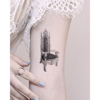 Tiny Royal Chair Tattoo by Edit Paints Tattoo