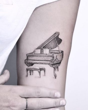 Small Grand Piano by Edit Paints Tattoo