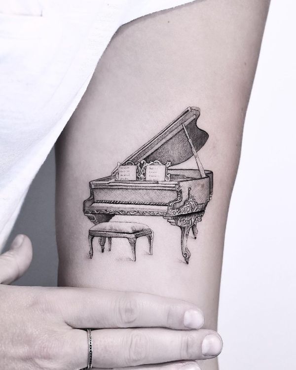 Small Grand Piano by Edit Paints Tattoo