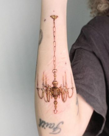 Chandelier on Scars by Edit Paints Tattoo