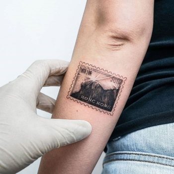 Hong Kong Stamp Tattoo by tattooist Ian Wong