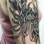 Black Chrysanthemum Tattoo by @vlada.2wnt2