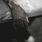Black Mandala on a Hand by Tattooist Arang Eleven