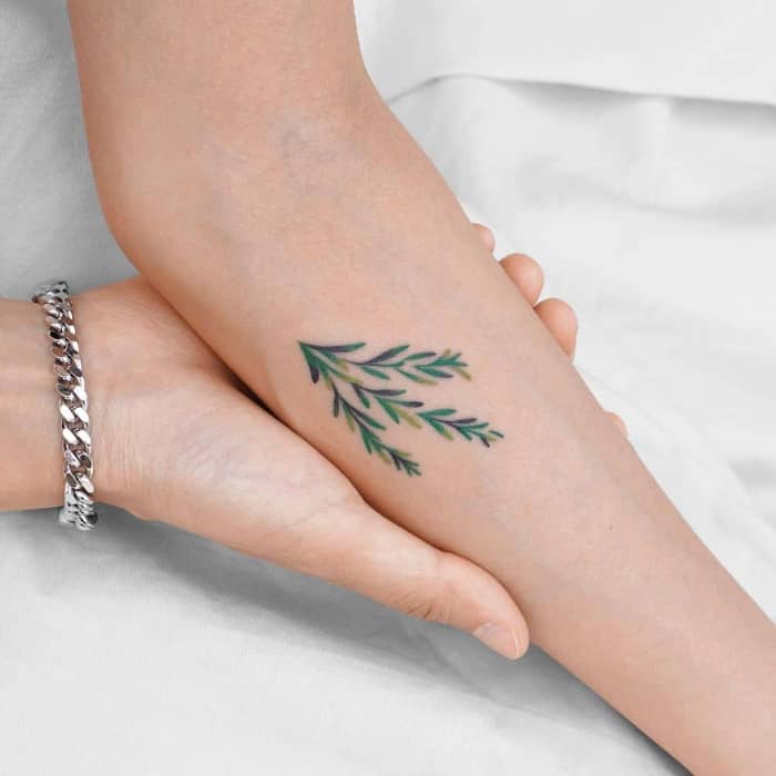 Cedar Leaf Tattoo by Tattooist Eden