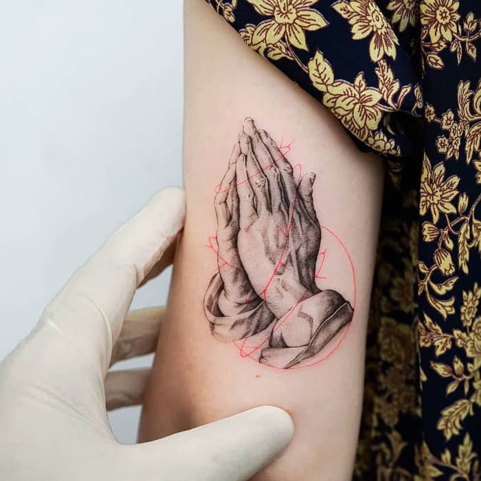 Praying Hands by tattooist Ian Wong
