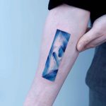 Blue Paint Brush Line Tattoo By @tattoo_a_piece