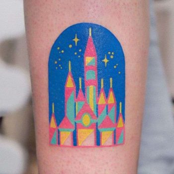 Colorful Castle Tattoo By @jjttplay
