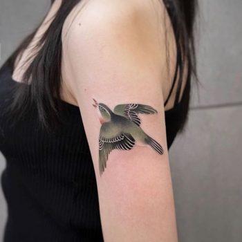 Japanese Style Bird Tattoo By @chenjie.newtattoo