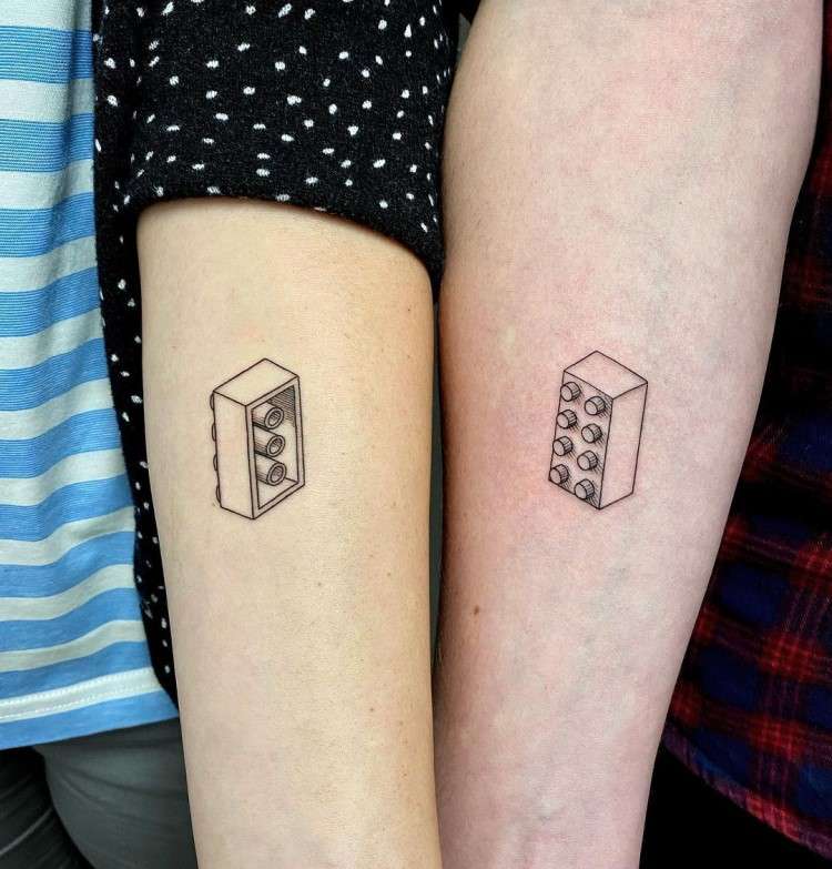 Matching Lego Brick Tattoos By Michele Volpi