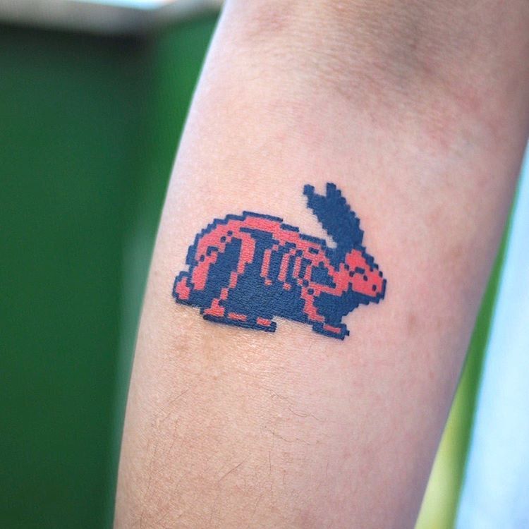 Pixel Rabbit Tattoo By @youthless_