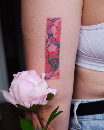 Rose Line Tattoo By @nanacharle
