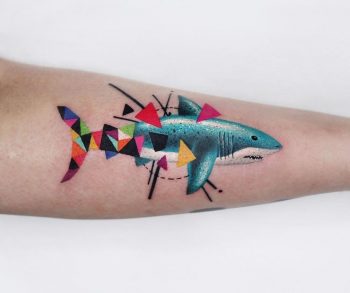 Polygonal Shark Tattoo By @polyc_sj