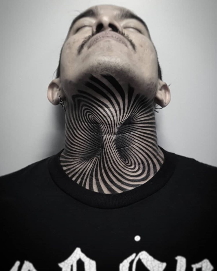 Black And White Optical Illusion Tattoo by @jaguar_tattooartist